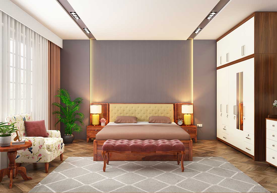 RAVYA bedroom project — tailored bedroom furniture.