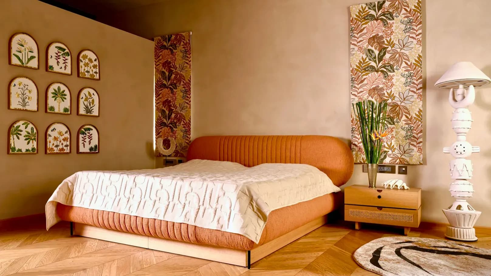 RAVYA bedroom project — soft-toned bedroom interior.