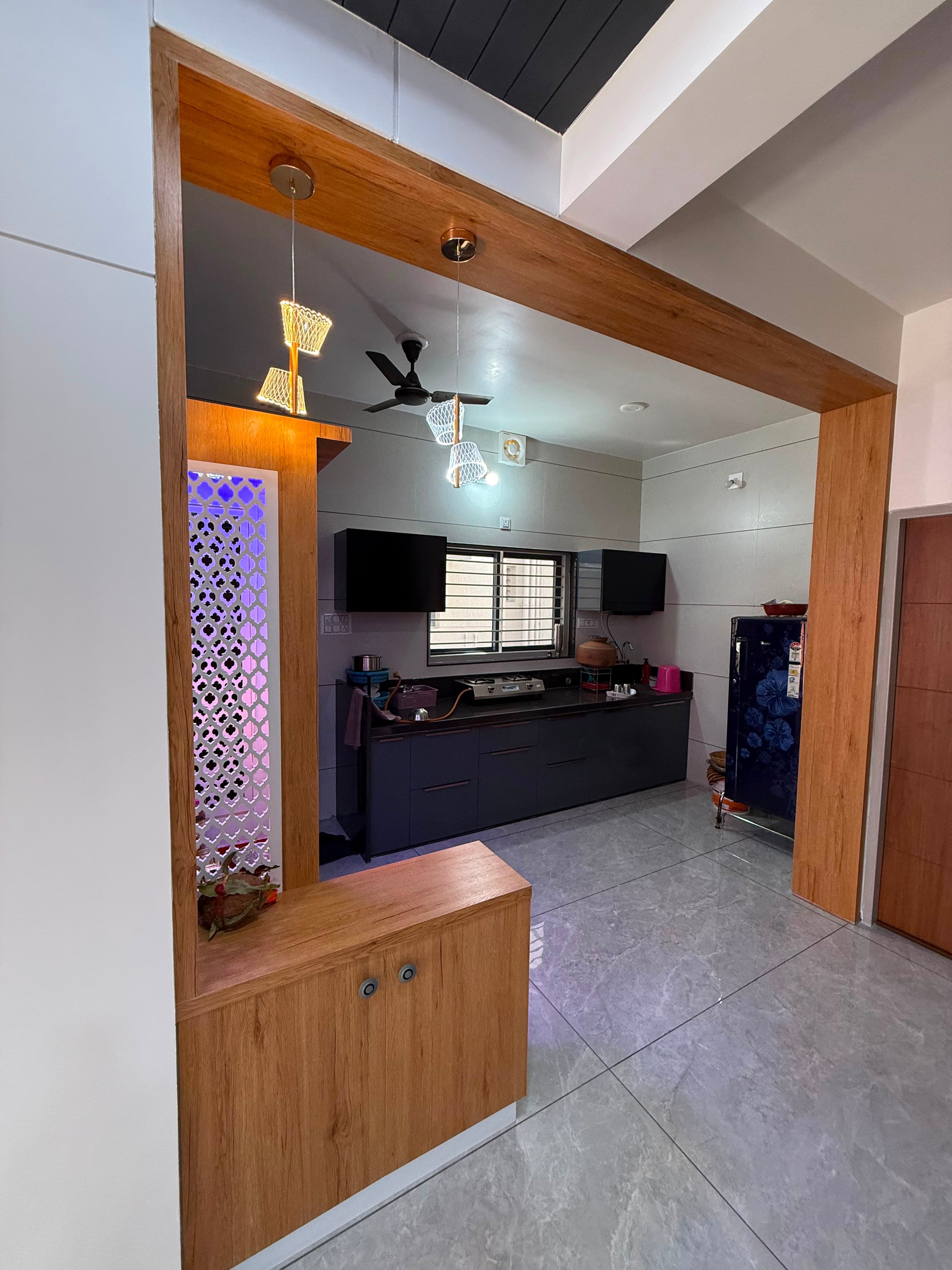 RAVYA kitchen project — full kitchen elevation.